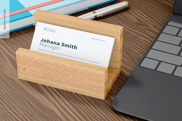 Bamboo Business Card Holder Mockup