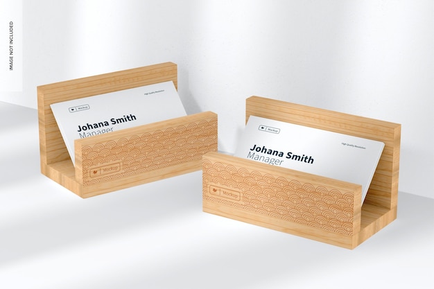 Bamboo Business Card Holders Mockup