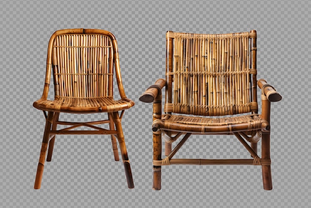 PSD Мебель из бамбукового стула изолирована на прозрачном фоне традиционный бамбуковый стул генеративный ai