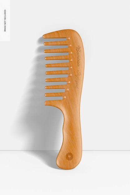 PSD bamboo comb mockup, leaned