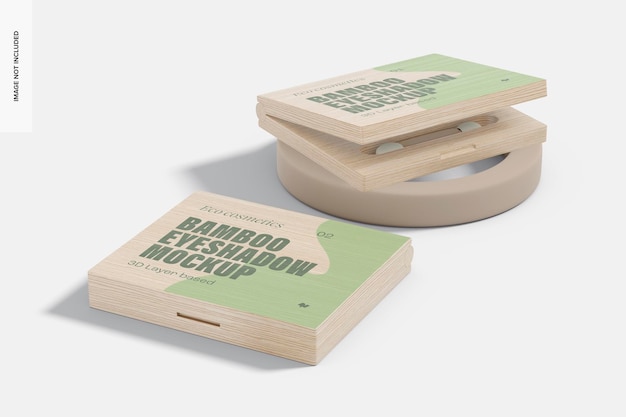 PSD bamboo eyeshadow cases mockup, perspective