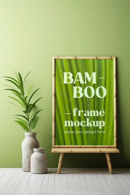 PSD bamboo frame mockup design