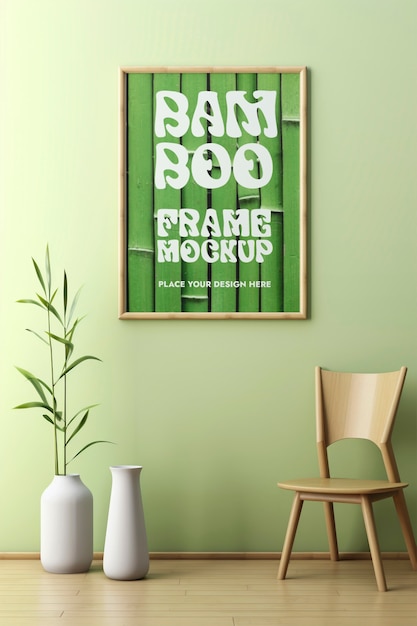 PSD bamboo frame mockup design