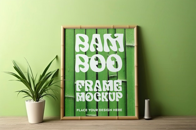 PSD bamboo frame mockup design