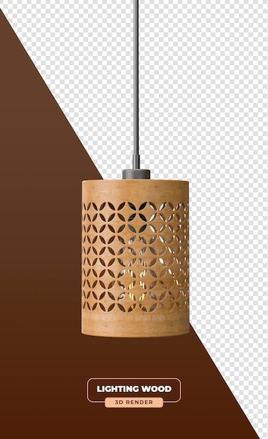 Bamboo Pendant Light met Circular Cutout Pattern in 3D-rendering
