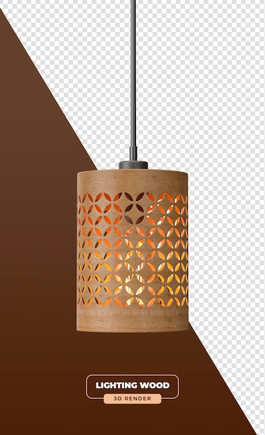Bamboo Pendant Light met Circular Cutout Pattern in 3D-rendering