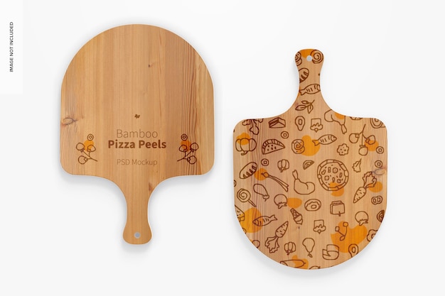 PSD bamboo pizza peels mockup