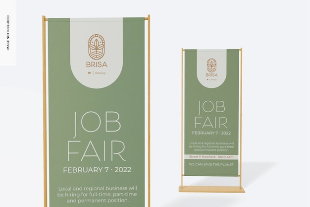 Bamboo printed banner mockup, close up