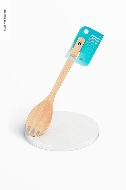 PSD bamboo slotted spatula mockup, leaned