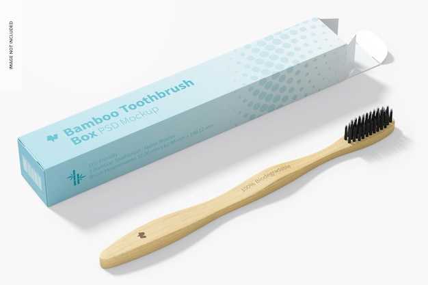 PSD bamboo toothbrush with box mockup