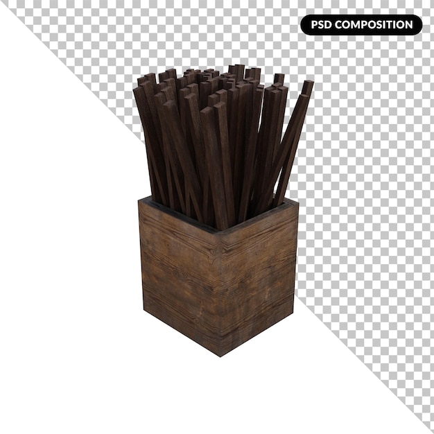 Bamboo toothpick isolated 3d