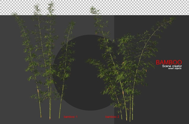 PSD bamboo trees of various sizes