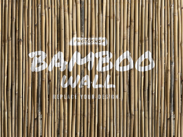 Bamboo wall realistic mockup