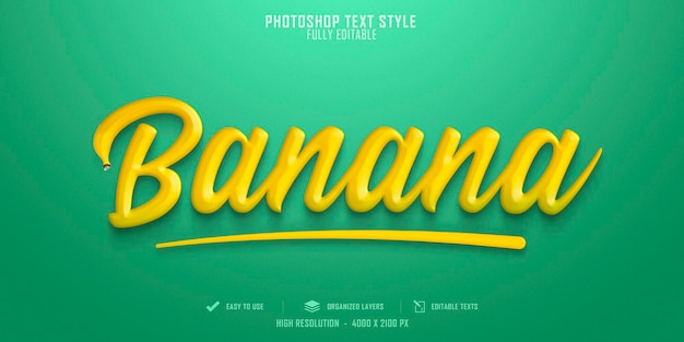 PSD banaan 3d-tekststijleffectsjabloon premium psd