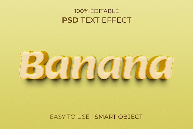 PSD banaan bewerkbaar 3d-teksteffect