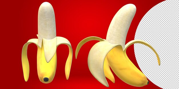 Banaan - fruit 3d render op transparante achtergrond