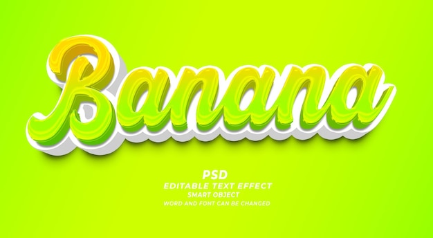 Banana 3d effetto di testo modificabile modello psd di photoshop