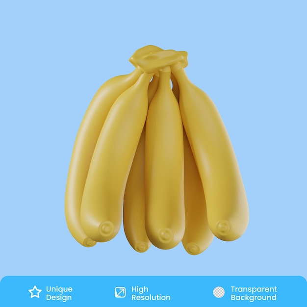 PSD banana 3d illustration