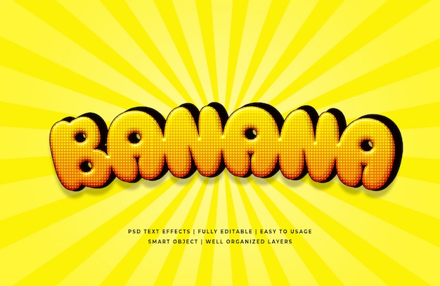 Effetto di stile del testo della banana 3d
