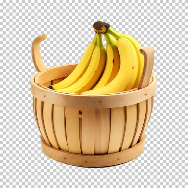 PSD banana in the basket isolated on transparent background