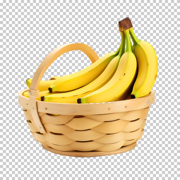 Banana in the basket isolated on transparent background