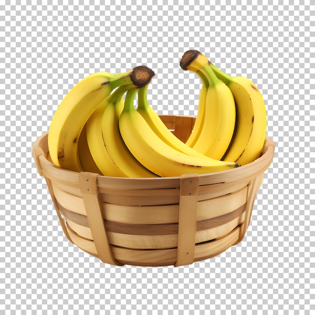 Banana in the basket isolated on transparent background
