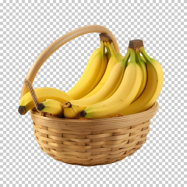 PSD banana in the basket isolated on transparent background