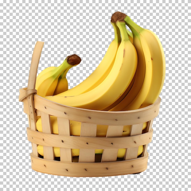 Banana in the basket isolated on transparent background