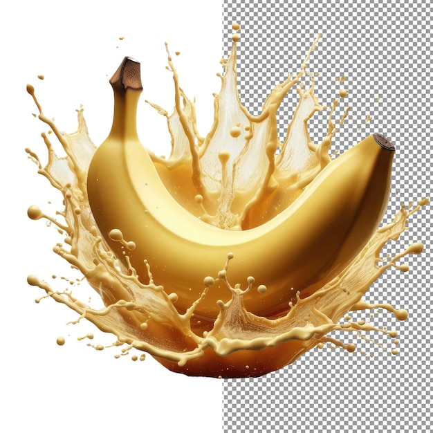 PSD banana bliss pngready isolation of a tropical liquid splash