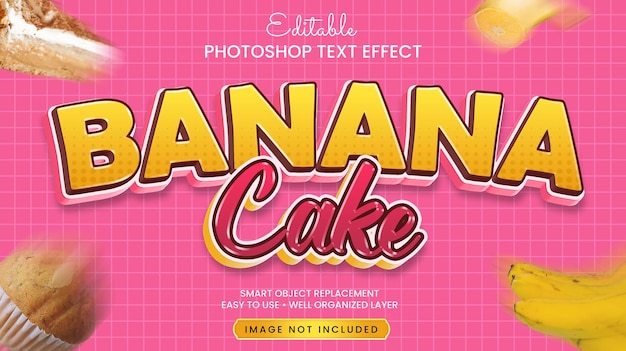 Banana cake 3d style premium psd text effect