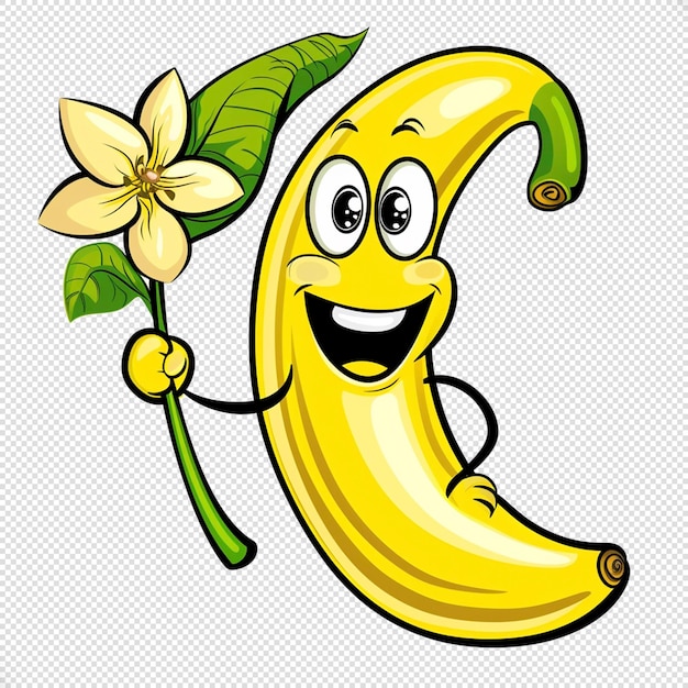 PSD backoffice isolato del vettore sorridente della vignetta della banana