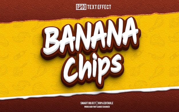 Banana chips carattere di effetto di testo tipografia modificabile testo 3d