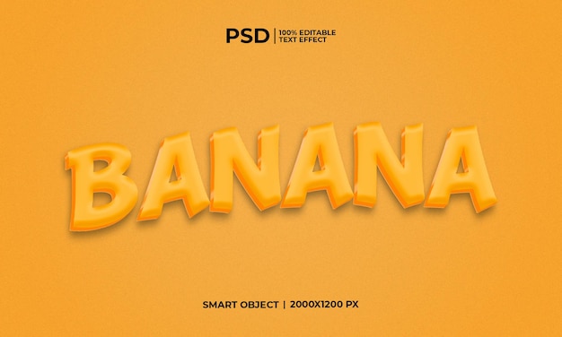 PSD effetto di testo modificabile banana