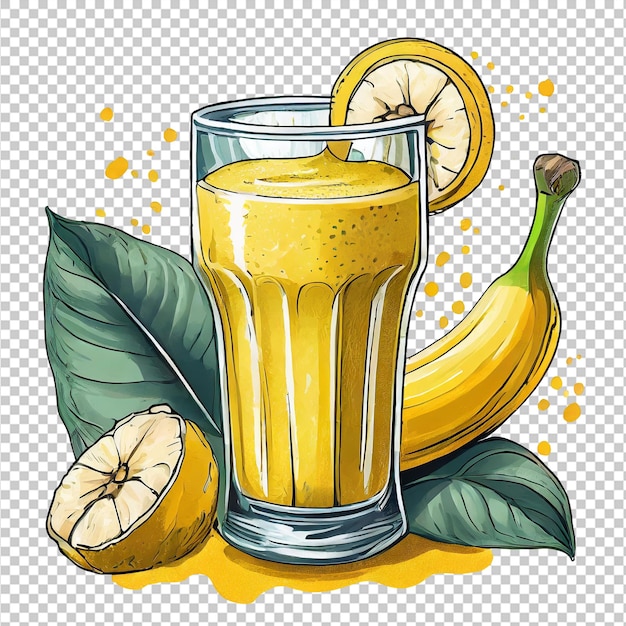 PSD banana juice clipart on a white background