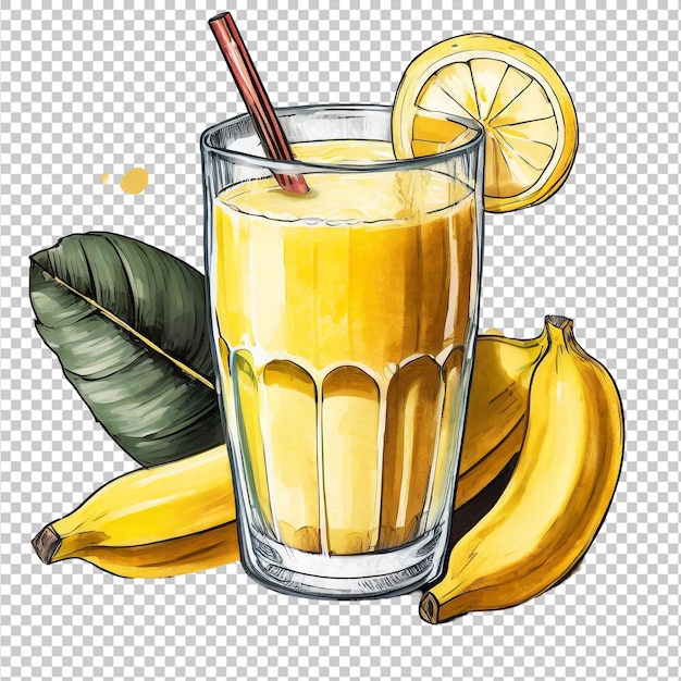 PSD banana juice clipart on a white background