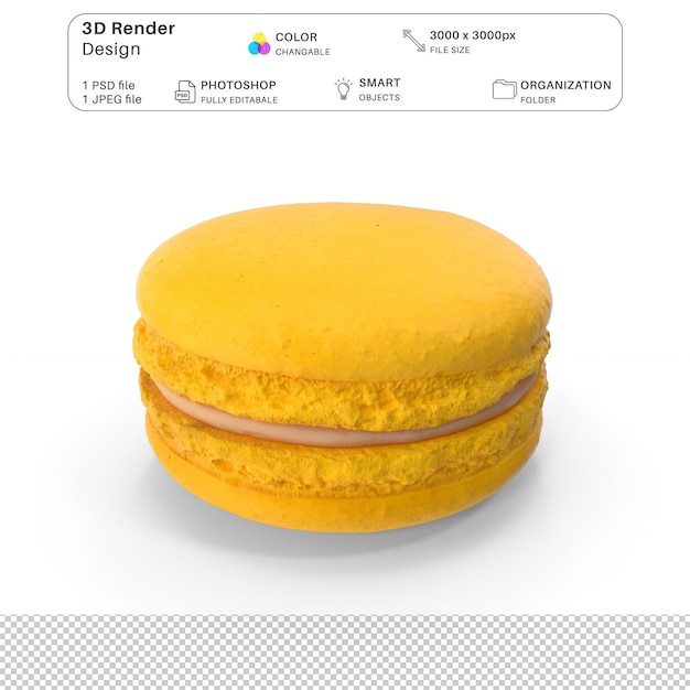 banana macaron 3d modeling psd file realistic biscuits