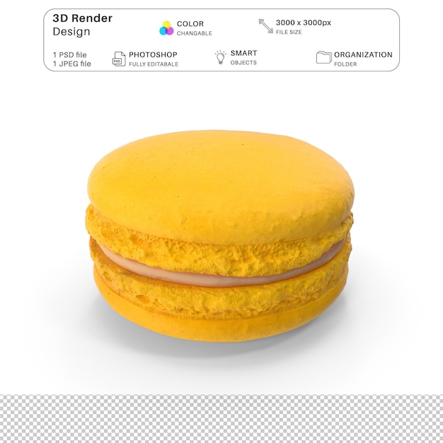 PSD banana macaron 3d modeling psd file realistic biscuits