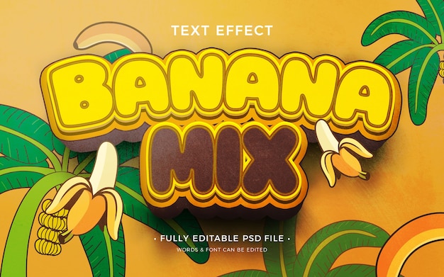 PSD banana mix text effect