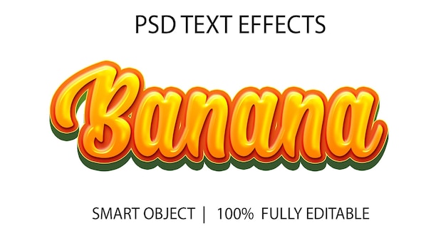 PSD effetto di testo psd banana