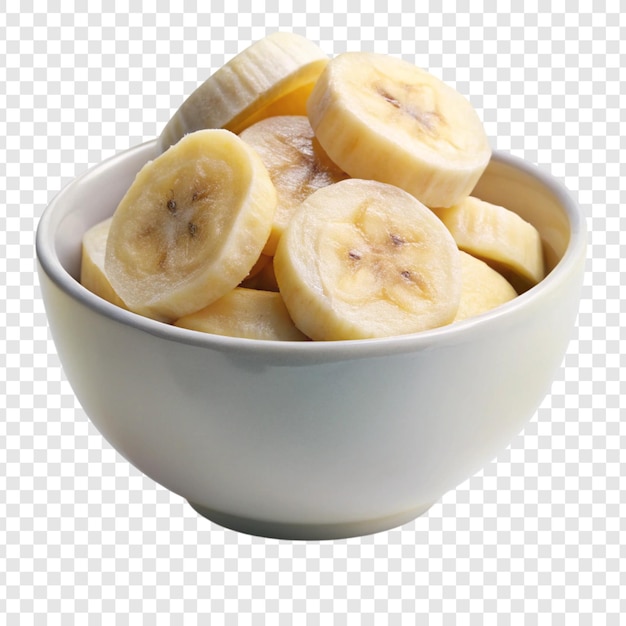 banana in slice bowl on white background