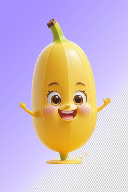 PSD a banana that has a face that says  smile