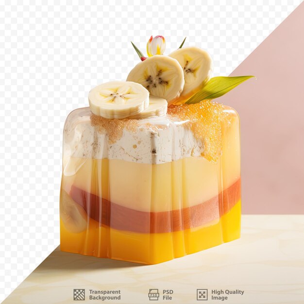 PSD banana on transparent background marble gelatin dessert