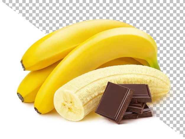 Banana with chocolate isolated