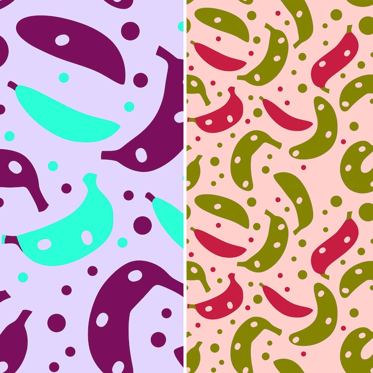 PSD banana with polka dots and playful design with scattered pat unique tropical fruit pattern vector