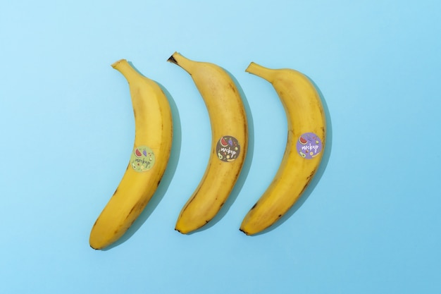 PSD bananas with stickers arrangement