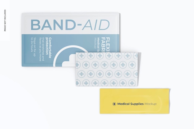 Band aid set mockup bovenaanzicht