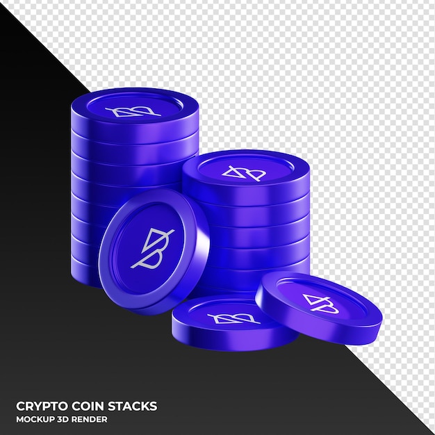 PSD band protocol band coin stacks cryptocurrency 3d render illustration