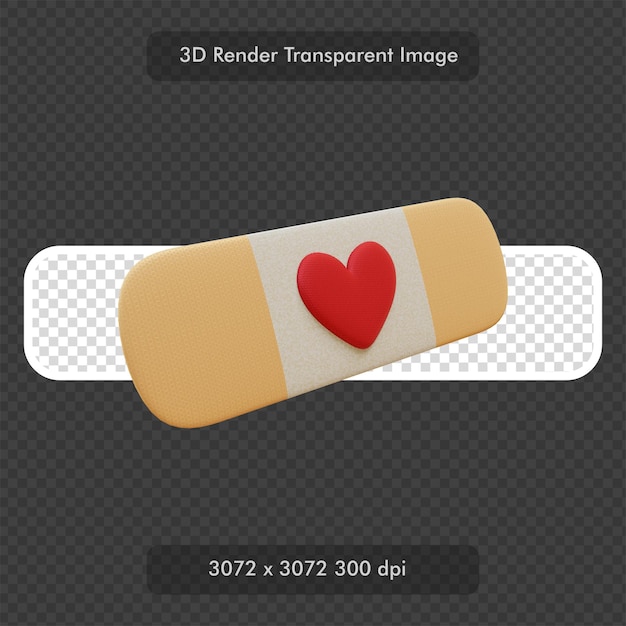 PSD bandage tape with heart sign 3d render