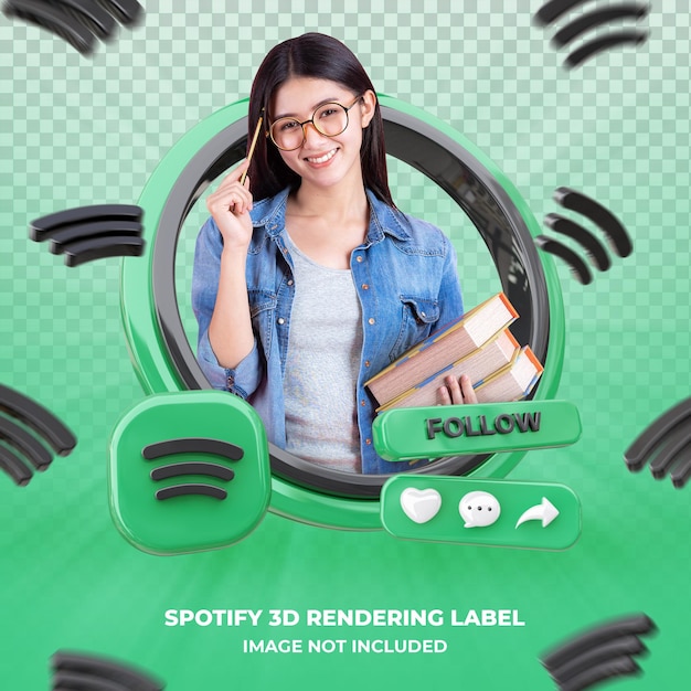 Baner Icon Profile na Spotify 3d Rendering Label Isolated