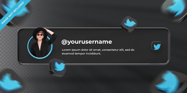 Baner Ikona Profilu Na Twitterze Etykieta Renderowania 3d Na Białym Tle